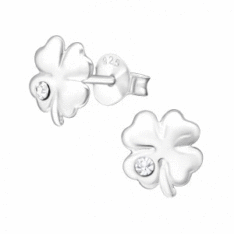 Clover 925 Sterling Silver Crystal Ear Studs